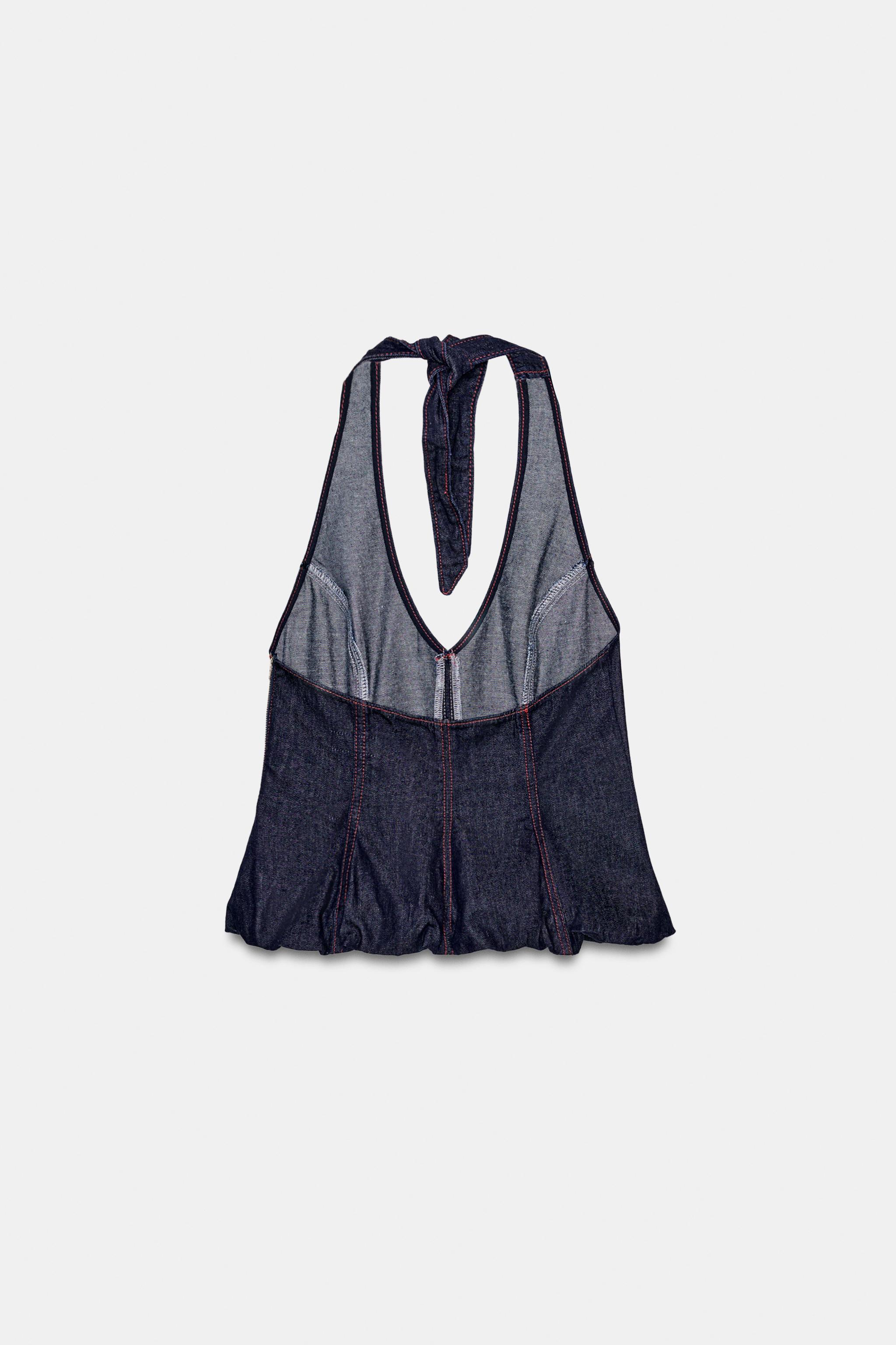 TOP Z1975 HALTER DENIM BALLON